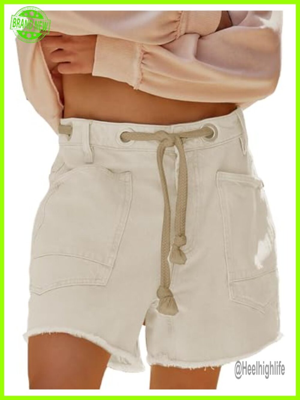 High Waist Distressed Denim Jean Shorts with Pockets Casual Summer